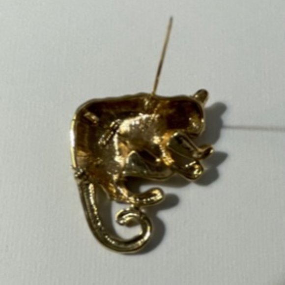 Park Lane Gold Tone Black Enamel Spotted Cheetah Brooch  Vintage Park Lane Goldtone Leopard Brooch/Pendant